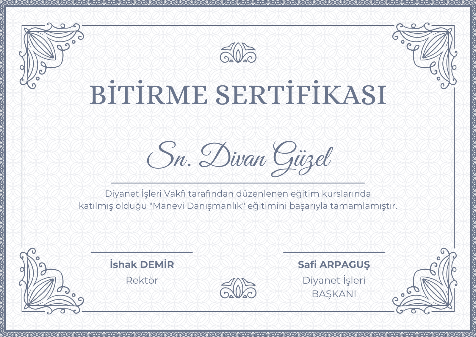 Divan Hoca Resmi Sertifikası